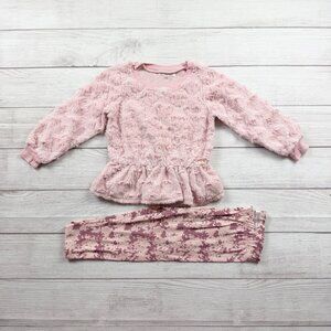Tahari Girls Set Faux Fur Peplum Top + Pink Camo Leggings 2 Piece Outfit 4
